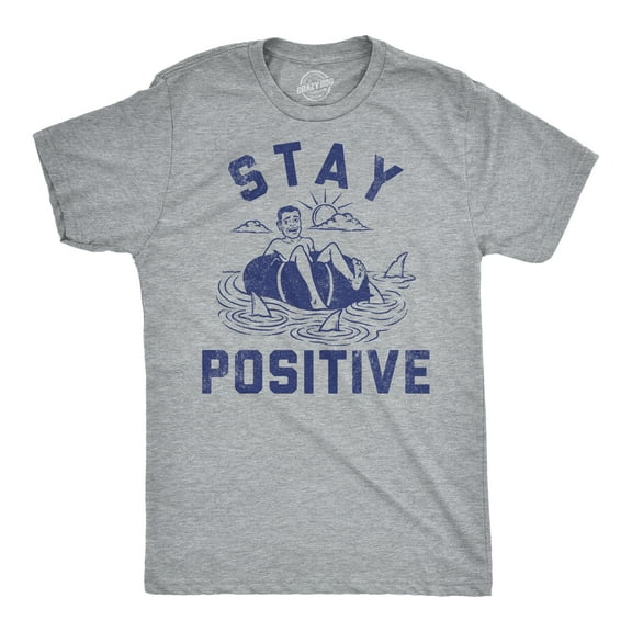 Mens Funny T Shirts Stay Positive Shark Attack Sarcastic Graphic Tee for Men Graphic Tees