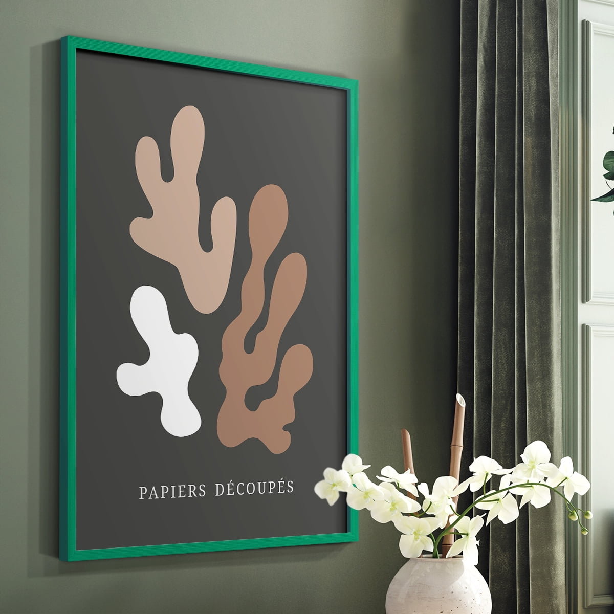 Matisse CDV in Green Solid Wood Framed Print No Nail Hanging