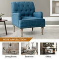 thumbnail image 3 of Wooden Armchairs set of 2 Nailhead Trim Carved Legs Comfy Accent Chair Tufted Back Home Living Room Blue, 3 of 6