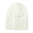 thumbnail image 4 of ManxiVoo Women's Chunky Knit Beret Hat Crochet Slouchy Beanie Winter Warm Cable Pattern Cap for Cold Weather White, 4 of 4