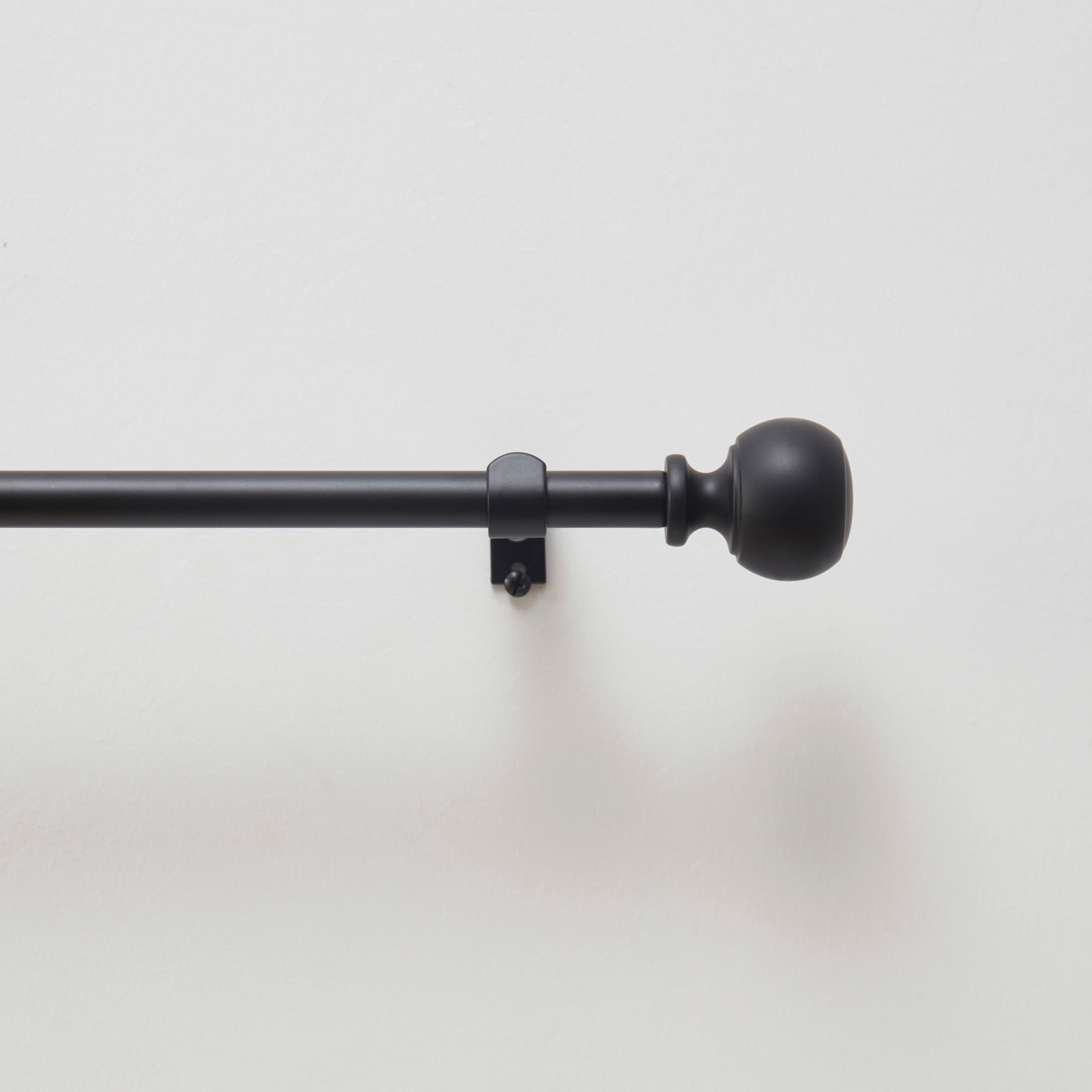 Martha Stewart Bergen 5/8", Adjustable Curtain Café Rod and Finial Set, Matte Black, 48'' - 86" Long