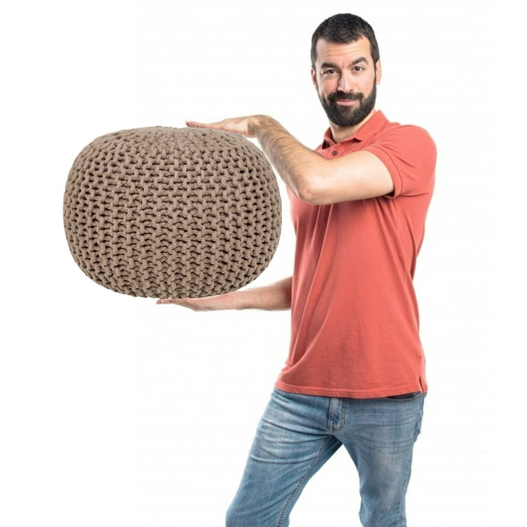 Lychee knitted sale cotton pouf ottoman