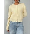 thumbnail image 2 of Cozy Cream Knit Button-Up Cardigan (S, LightYellow), 2 of 4
