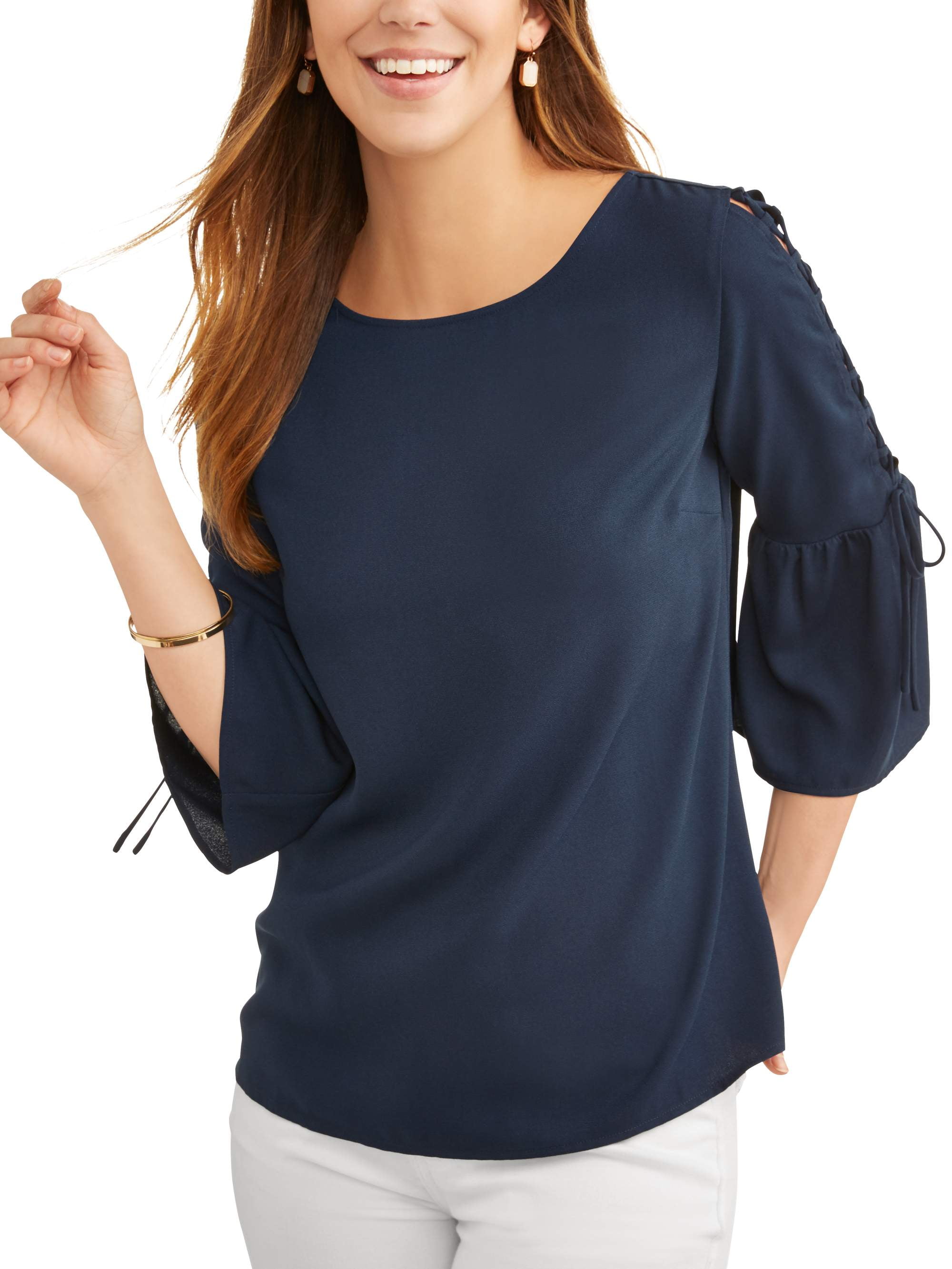 walmart time and tru ruffle sleeve top