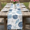 thumbnail image 4 of Blue Grey Coastal Table Runner 90 Inches, Nautical Shell Starfish Coral Summer Beach Bed Runner Dresser Scarves Tabletop for Indoor Outdoor Parties/Ceremony/Banquet, 13" x 90", 4 of 9