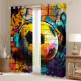thumbnail image 2 of Homewish Kids Teenagers Sport Soccer Print Black Out Curtains,Abstract Football Gamer Curtains Pack of 2 (42x63 Each),Watercolor Graffiti Splash Bedroom Curtains,Ultra Soft Home Decor, 2 of 6