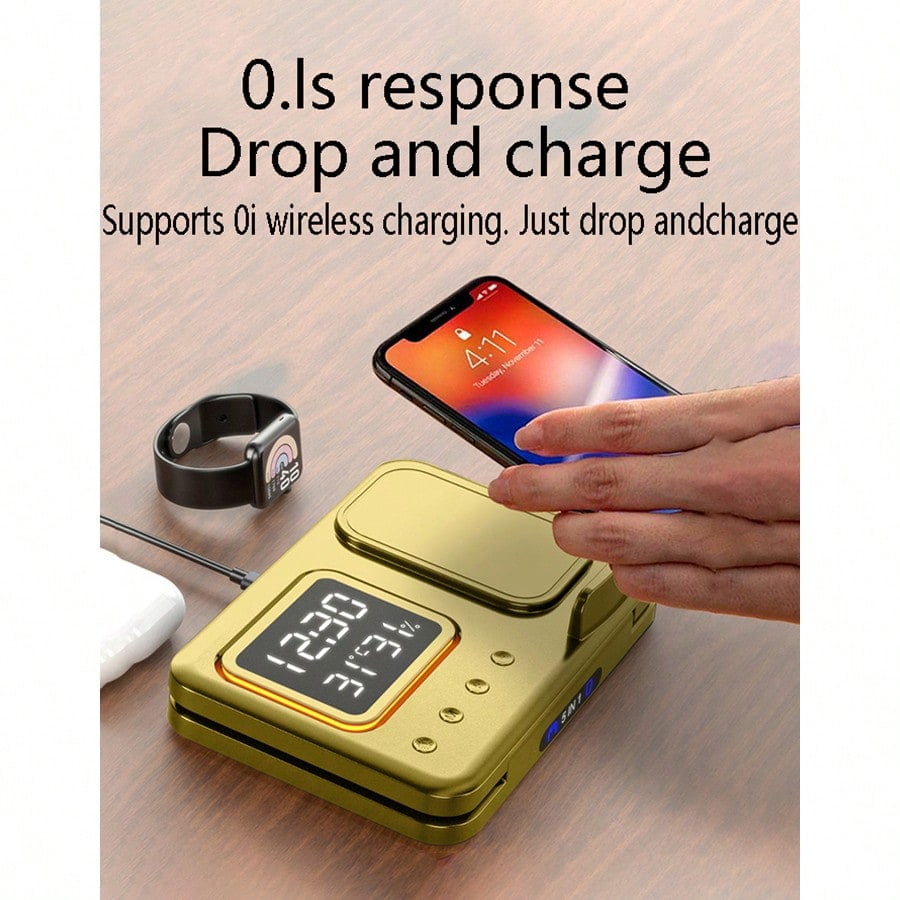 New Foldable Five-In-One Wireless Charger Compatible With Apple, Mobile Phones, Earphones, Watches And Wireless Chargers Office, Dorm, Home Phone Charger