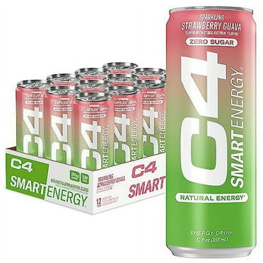C4 Smart Energy Drink – Boost Focus and Energy with Zero Sugar, Natural Energy, and Nootropics - 200mg Caffeine - Cherry Berry Lime (12oz Pack of 12)