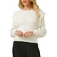 thumbnail image 1 of Suéter casual de manga larga con volantes para mujer INSPIRE CHIC, cuello redondo, tejido acanalado, pulóver de otoño, talla XL, blanco, 1 of 5