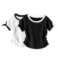 thumbnail image 1 of Zpanxa T-Shirts Athlétiques pour Filles Coupe Ajustée Uni Manches Courtes Col Rond Haut Ensemble 2 Pcs Polyester 6 Ans, 1 of 7