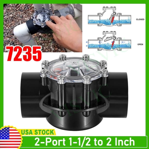 Swimming Pool Check Valve For Jandy 7235 180-Degree 1-1/2-Inch to 2-Inch Valve