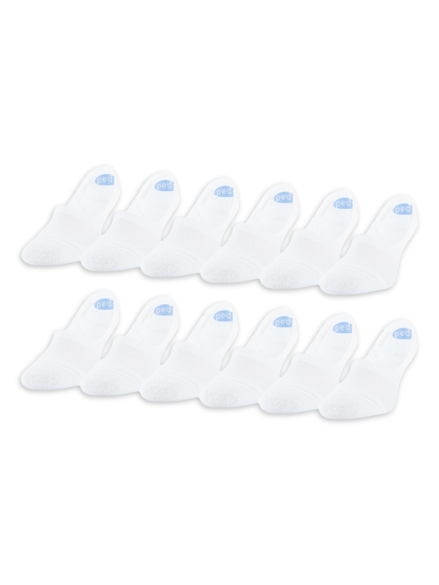 PEDS Women's Cushion Heel and Toe Mid Cut Liner Socks, 12 Pairs