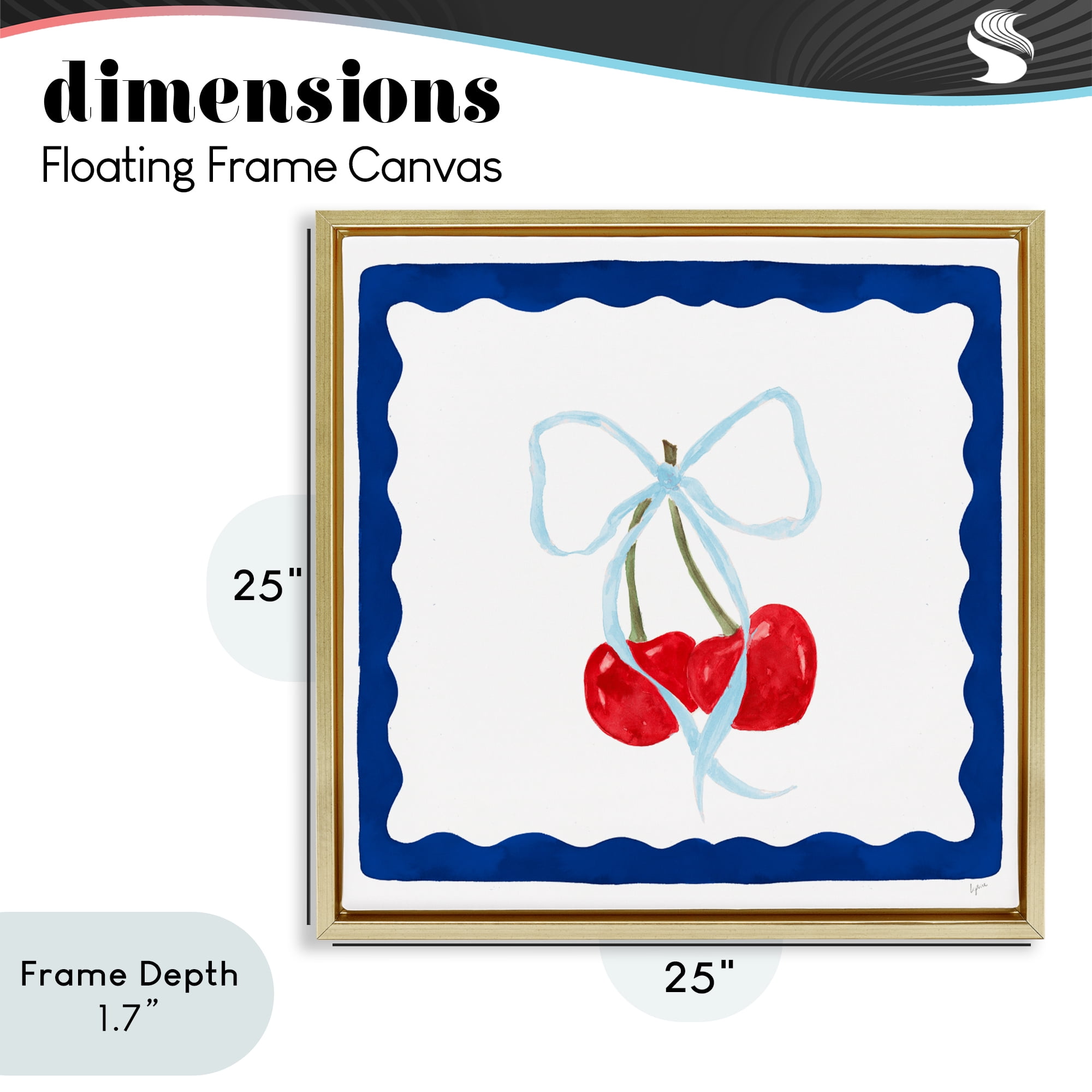 Stupell Industries Summer Bordered Cherries Gold Framed Floater Canvas Wall Art, design by Lucille Price