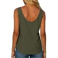 thumbnail image 5 of Siminsem Women's V Neck Button Down Tank Top Sleeveless Blouse with Chest Pocket Loose Fit Cotton Basic T-Shirt for Summer Casual Work Layering, Blackish Green, S, 5 of 8