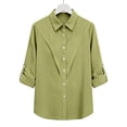 thumbnail image 5 of Button Rolled Sleeve Shirts for Women Long Sleeve Collared Solid Blouses Ideal Dressy Tops for Business and Daily Outgoing, 5 of 5