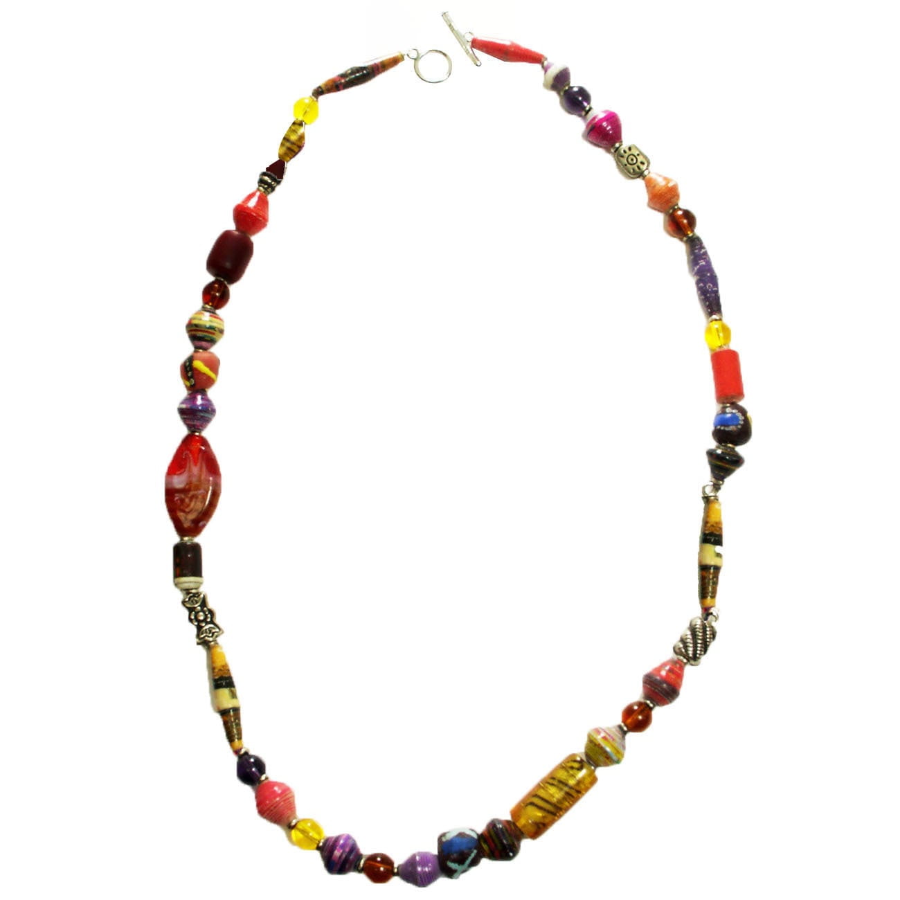 Women's Orange Handmade Paper Jewelry Necklace