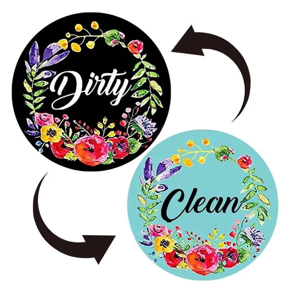 Dishwasher Magnet Clean Dirty Sign, Farmhouse Rustic Clean Dirty Magnet for Dishwasher, Strong Clean and Dirty Magnet Indicator, Double-Sided Strong Easy to Read & Slide Non-Scratching Q5R5