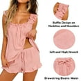 thumbnail image 6 of Women Pajamas Set 2 Piece Ruffle Pj Soft Tank Top and Shorts Sleepwear Set, 6 of 7