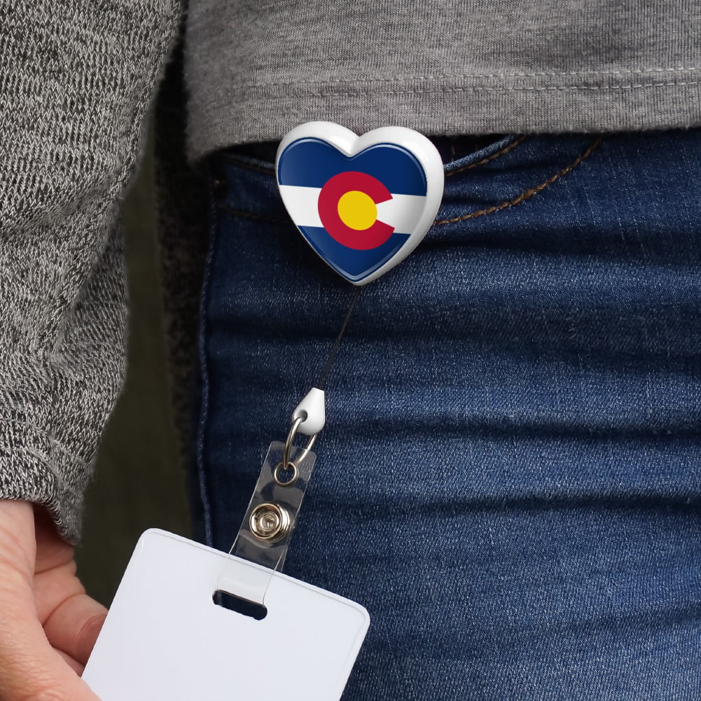 Colorado State Flag Lanyard Retractable Reel Badge ID Card Holder 