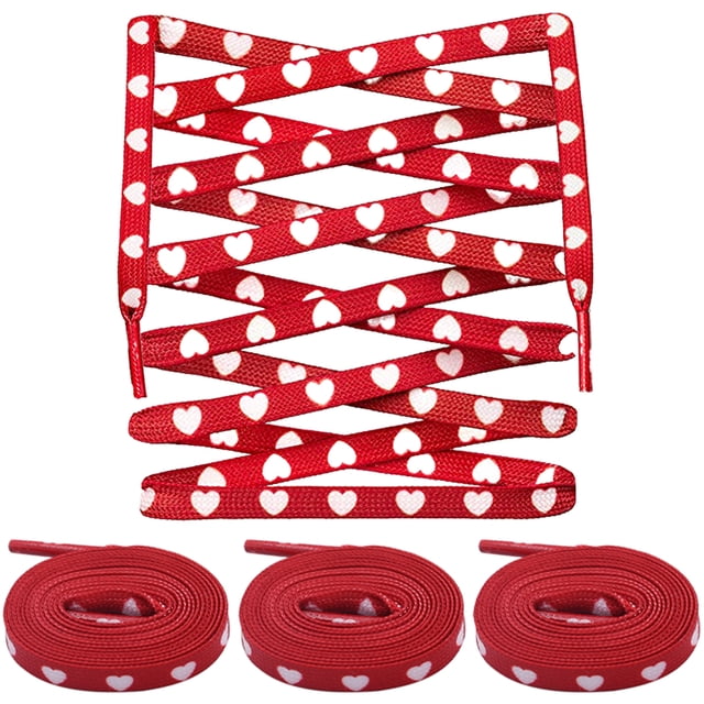 2 pares de cordones planos con forma de corazón para zapatos de lona, blancos