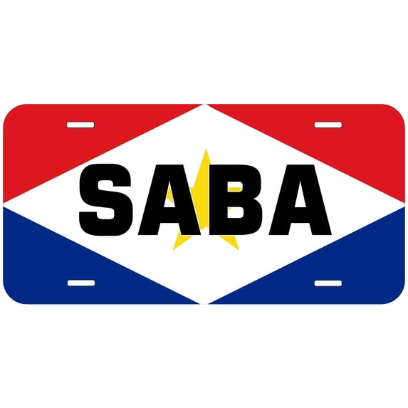 Saba Flag With Territory Name Novelty Car Auto License Plate