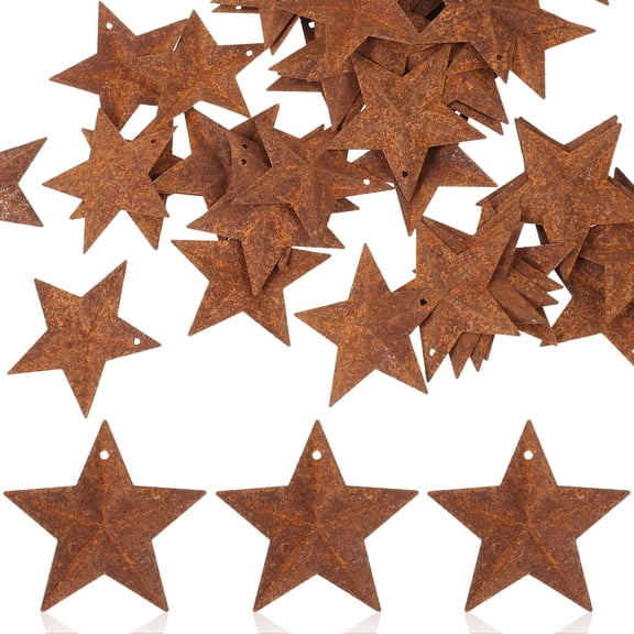 SEWOART DIY Rusty Stars Charms Christmas Decorations Brown Iron 50Pcs
