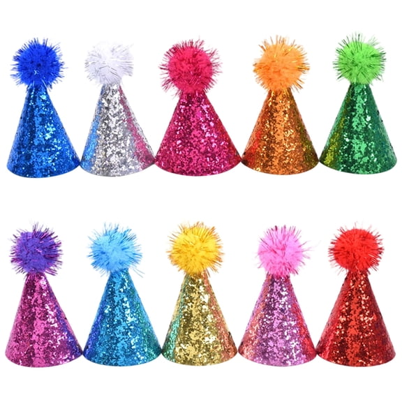 Pet Accessories Party Hat for Cats Dogs and Small Furry Delicate Glittery Party Caps for Celebrations and Photo 10PCS