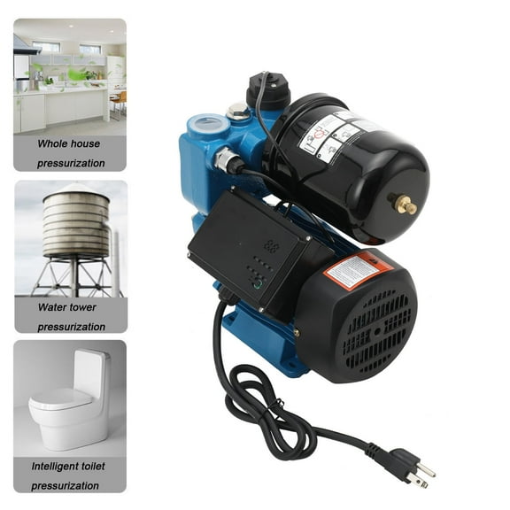 CDZHLTG  Water Pressure Booster Diaphragm Pump 110V AC for House, Water Transfer Pump with Plug, On Demand 4-Chamber Self-Priming Water Pump with Filter