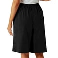thumbnail image 5 of Bermuda Shorts for Women Knee Length Dressy Casual Summer Elastic Waist Straight Wide Leg Long Shorts with Pockets Black S, 5 of 7