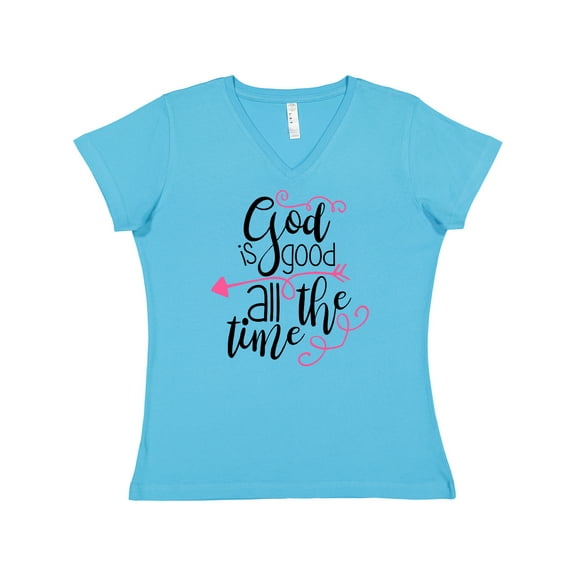 Inktastic God is Good All the Time Women's V-Neck T-Shirt