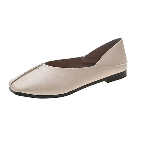 

Casual Shoes for Women Fashion Autumn Women Casual Shoes Flat Bottom Lightweight Solid Color Shallow Mouth Slip On Women Casual Shoes Artificial Leather Beige 40
