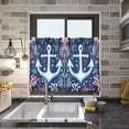 thumbnail image 4 of Yayeee Kitchen Curtains Tier Pair Light Filtering 27"x36" Rod Pocket Short Cafe Window Panel, Light Blue Anchor, 4 of 7