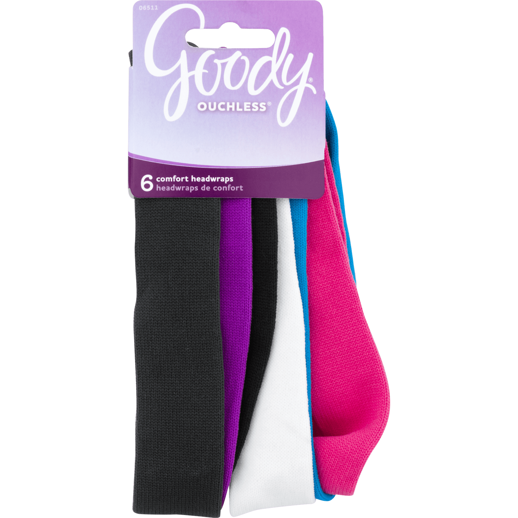Goody Ouchless Jersey Fabric Headwraps, Wide Cloth Headbands, 6 Ct
