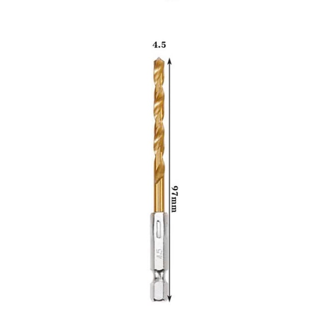 1 Pcs HSS High Speed Steel Titanium Coated Drill Bit 1/4 Hex Shank 4.5mm