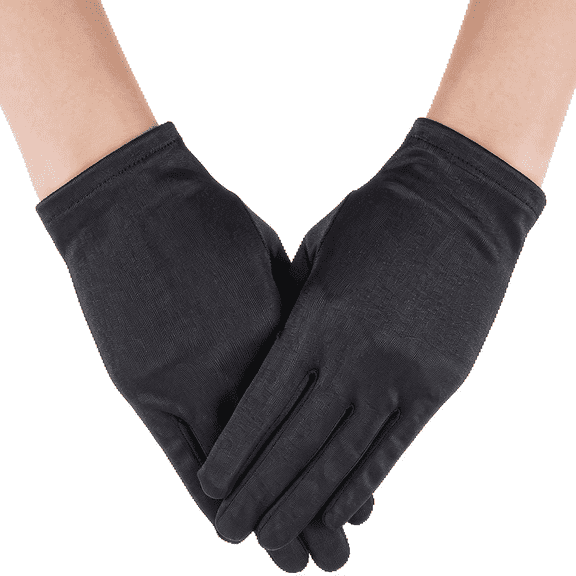 TELOLY Black Gloves for Girls, Small Satin Princess Gloves | Kids Black Gloves for Holiday and Pageant, Wrist Length, Small (4-14 Years) Satin Material Kids Satin Gloves