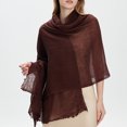 thumbnail image 2 of Lumtrix Vintage Scarf Fringed Edges Lightweight Breathable Wrap Sheer Daily Outdoor Shawls Brown One Size, 2 of 7