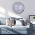 thumbnail image 6 of Modern Smart Led Digital Wall Clock with Temperature Wood 12/24h Time Clocks Silent Wooden Non-Ticking Lighted Large LED Display Cool Clocks for Home Living Room Kitchen Office Bedroom Decor 12 Inch, 6 of 7