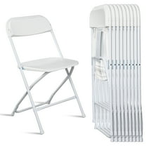 10 Pack Plastic Folding Chairs, 350lb Capacity Stackable Portable Chairs for Indoor Outdoor Events, Garden, Party, Church, White
