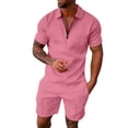 thumbnail image 2 of WILLBEST Conjunto de Pantalones Cortos Casuales de Manga Corta para Hombre, Cómodo Traje de Verano para Uso Diario, Tejido Suave y Transpirable, Traje Elegante para Caminar y Ir de Compras., 2 of 5