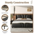 thumbnail image 4 of Christopher Knight Home Luxury PU Upholstered King Bed Frame with Wingback Headboard, Black, 4 of 9