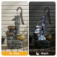thumbnail image 5 of Morufur 32 Inch Outdoor Fountain with Vintage Pump, Garden Waterfall Fountain with LED Lights for Patio Lawn Backyard, Gray, 5 of 8
