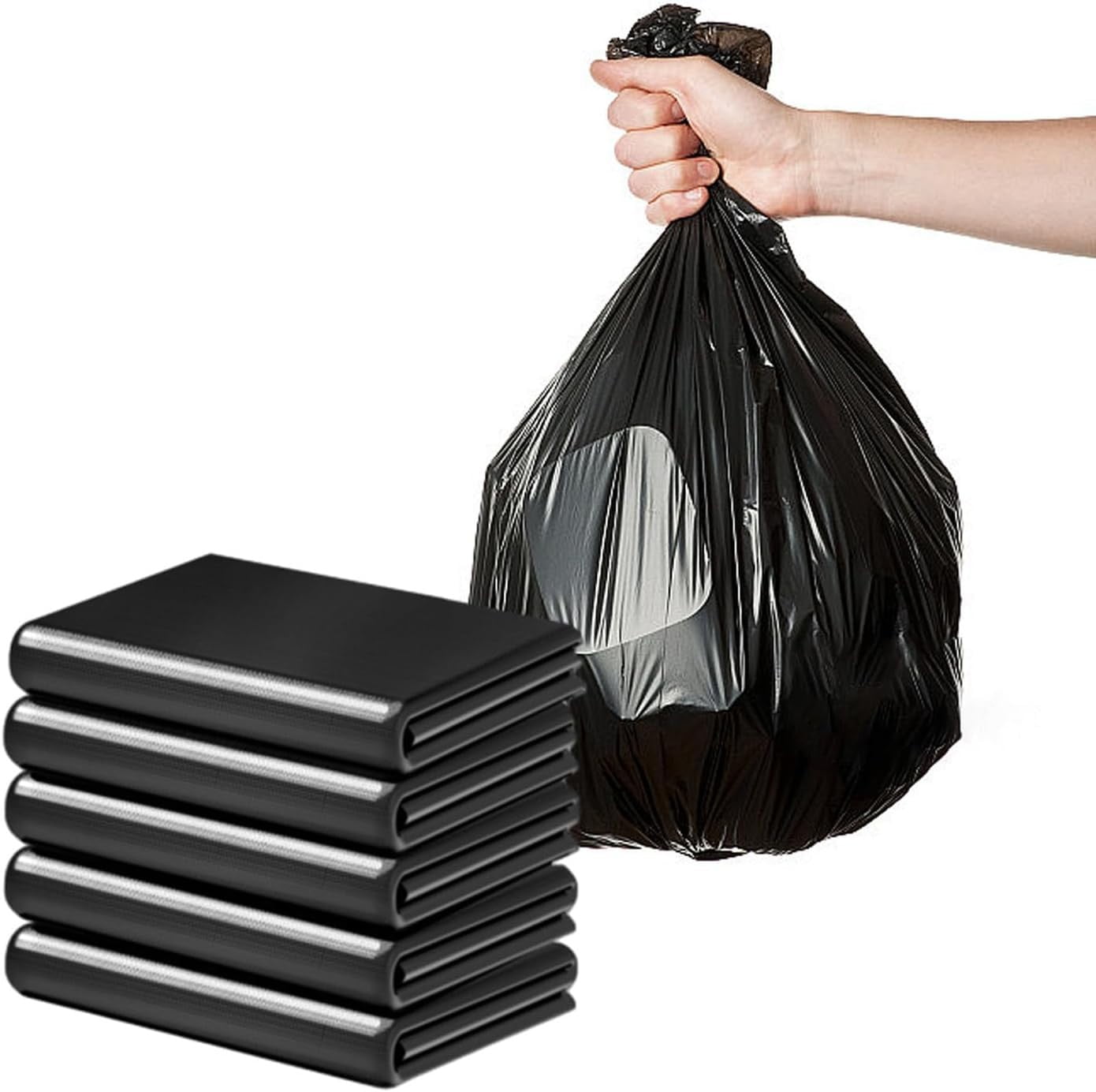 GQDIN 55-60 Gallon Trash Bags, Heavy Duty Contractor Garbage Bags, Black Tear-Resistant Bags for Construction,Yard Waste Industrial Use,Tear-Resistant Can Liners, 25.6” x 21.6” (100 Count)