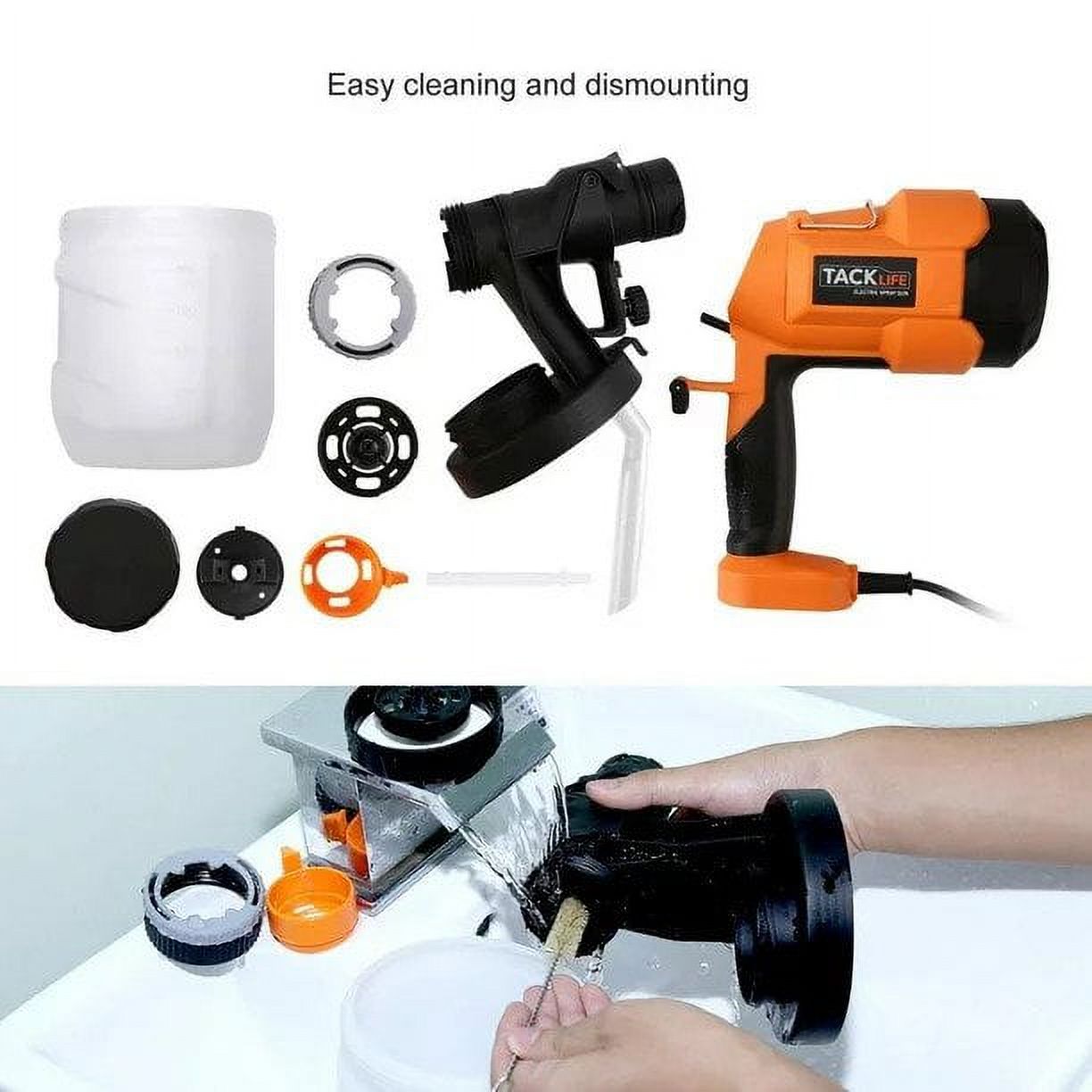 Tacklife Home Electric Paint Gun with Adjustable Valve Knob, Quick Refill Lid and 4 Nozzle Sizes
