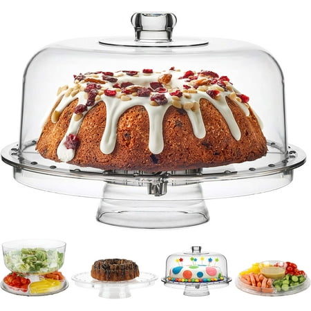 

Cake stand with lid cake pan (6 in 1) multi-purpose service platter large cake stand with dome cake stand with lid and cake dome - used as cake stand cake cover