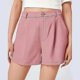 thumbnail image 4 of Women Summer Shorts A-line Solid Color High Elastic Waist Button Zipper Closure Ol Commute Formal Business Style Short Pants With Pockets, 4 of 4