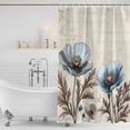 thumbnail image 4 of Vintage Flowers Waterproof Fabric Shower Curtain,Teal Blue Floral Brown Butterfly Leaf Waterproof Fabric Shower Curtain for Bathroom Curtains Bathtubs Hotel Shower Curtains with 12 Hooks Long 72x78in, 4 of 7