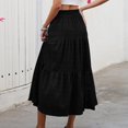 thumbnail image 5 of Wutalume Women's Fashion Summer Bohemian Solid Color Elastic Waist A-Line Pocket Half Length Skirt, Casual and Beachwear Style,Black L, 5 of 7