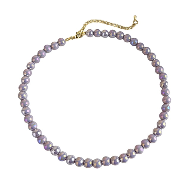 Collier Ras-du-Cou Perlé Coloré Collier Rond Nacré Collier Bohème Perlé Bijoux pour Femmes Vacances Été Plage Vacances