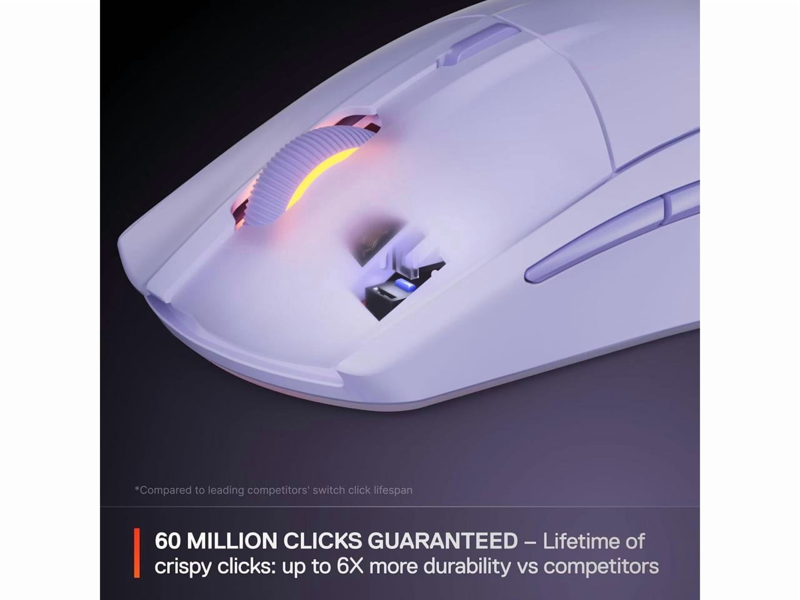 SteelSeries Rival 3 Wireless Gen 2 Gaming Mouse — 2.4GHz and Bluetooth — 18000 DPI TrueMove Air Optical Sensor — 60 Million Click Durability — Light-Weight — 100% PTFE Feet — Lavender