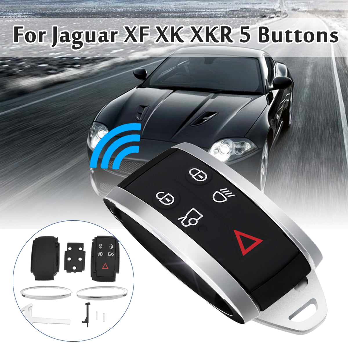 5 Button Car Remote Key Fob Shell Case for Jaguar XF 2009-2012 